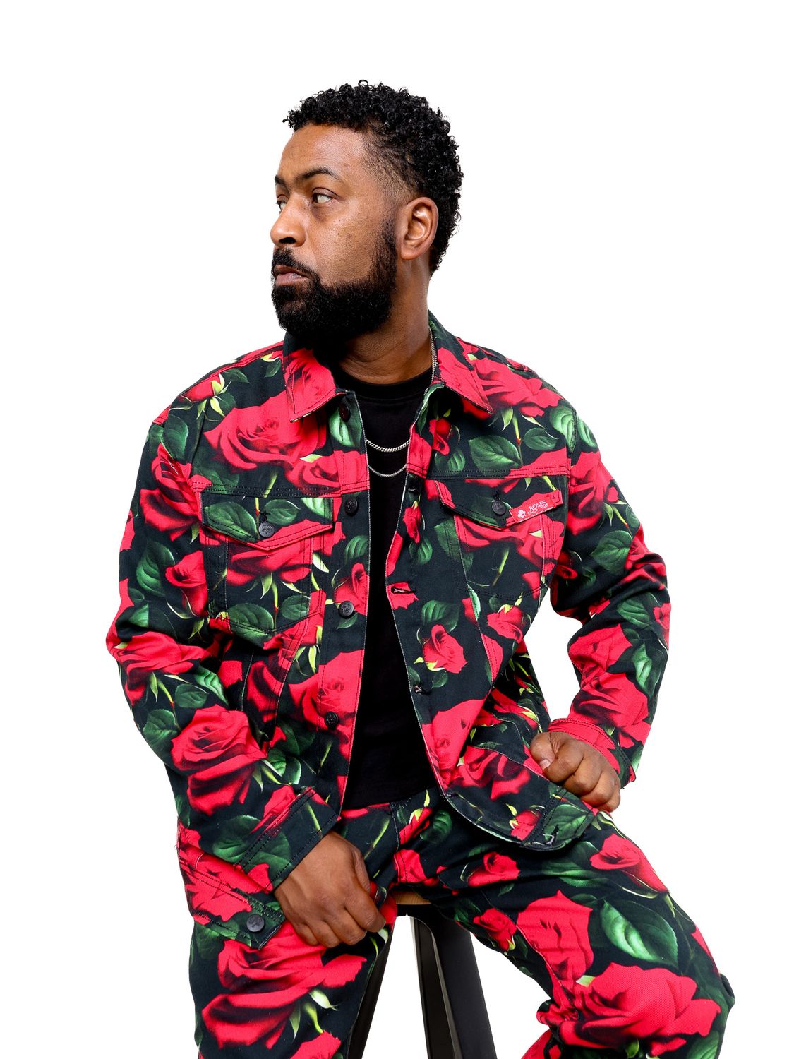 Roses All Over Demim Jacket Set