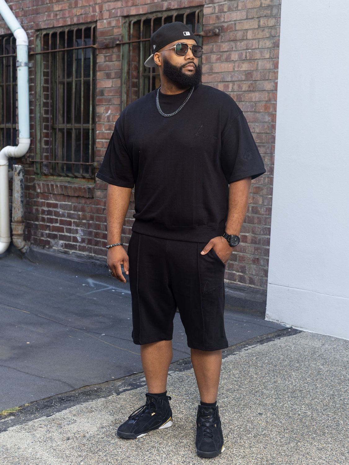 Roses Black Sweatsuit Shorts