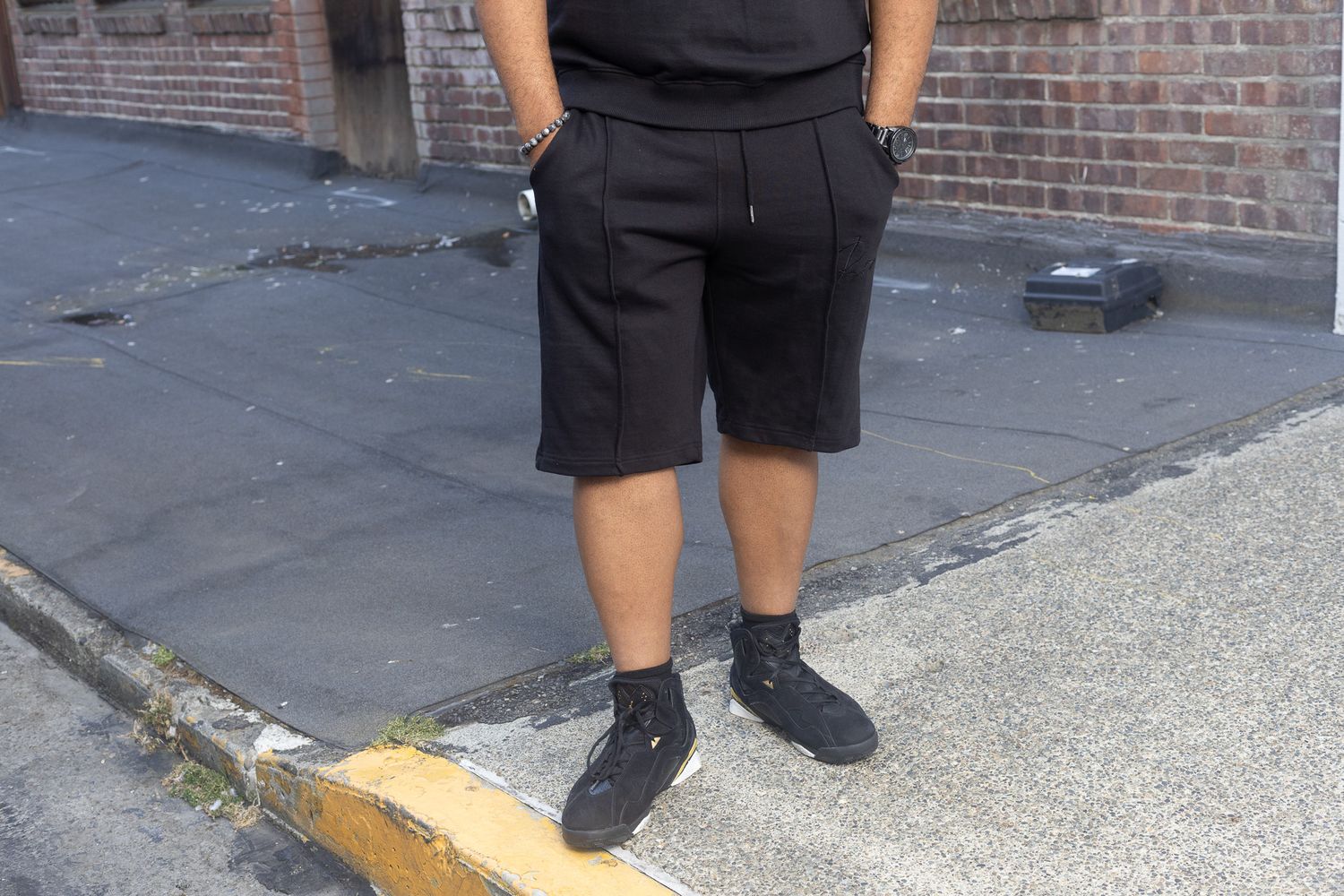 Roses Black Sweatsuit Shorts