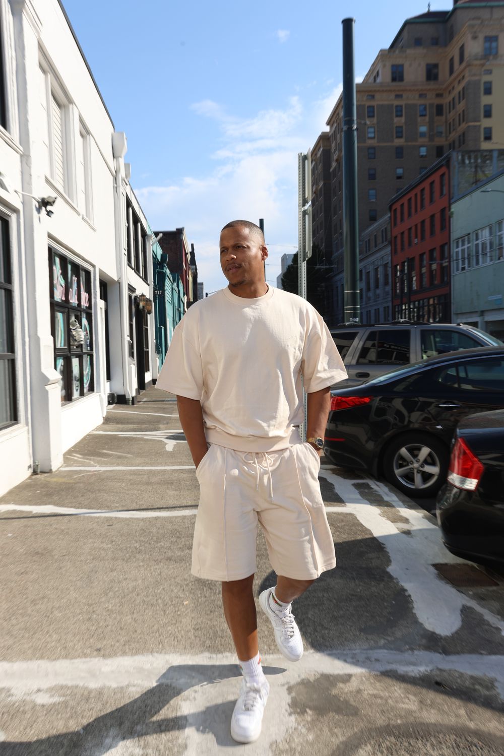 Roses Cream Sweatsuit Shorts