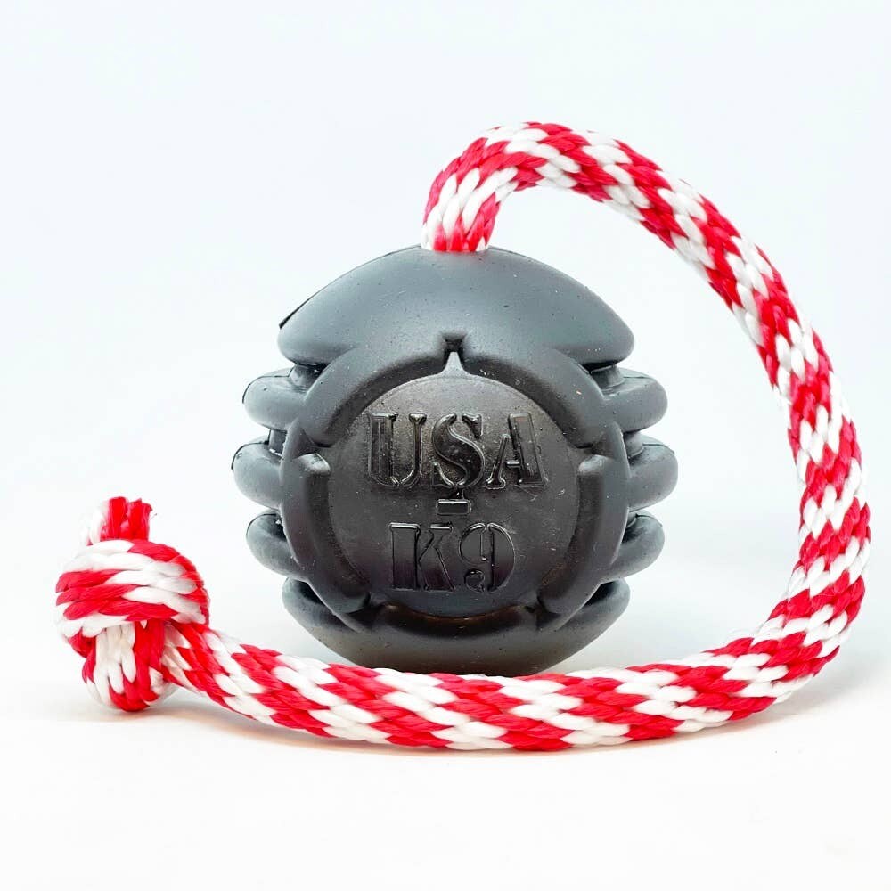 USA K-9 Magnum Black Stars and Stripes Ultra-Durable Rubber Chew Dog Toy