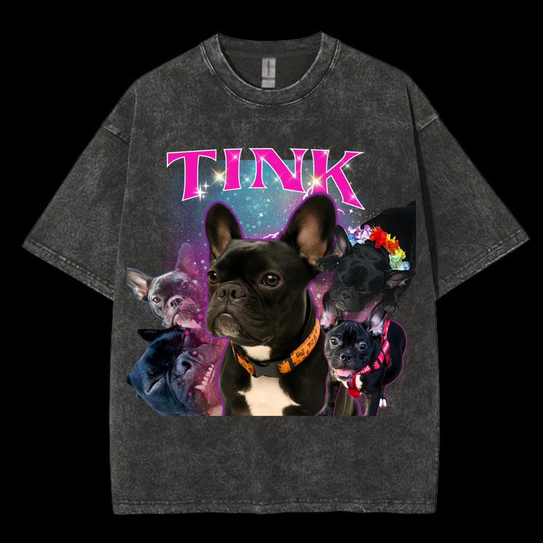 Custom 90s Bootleg Pet Tee – Oversized Vintage Acid Wash Shirt