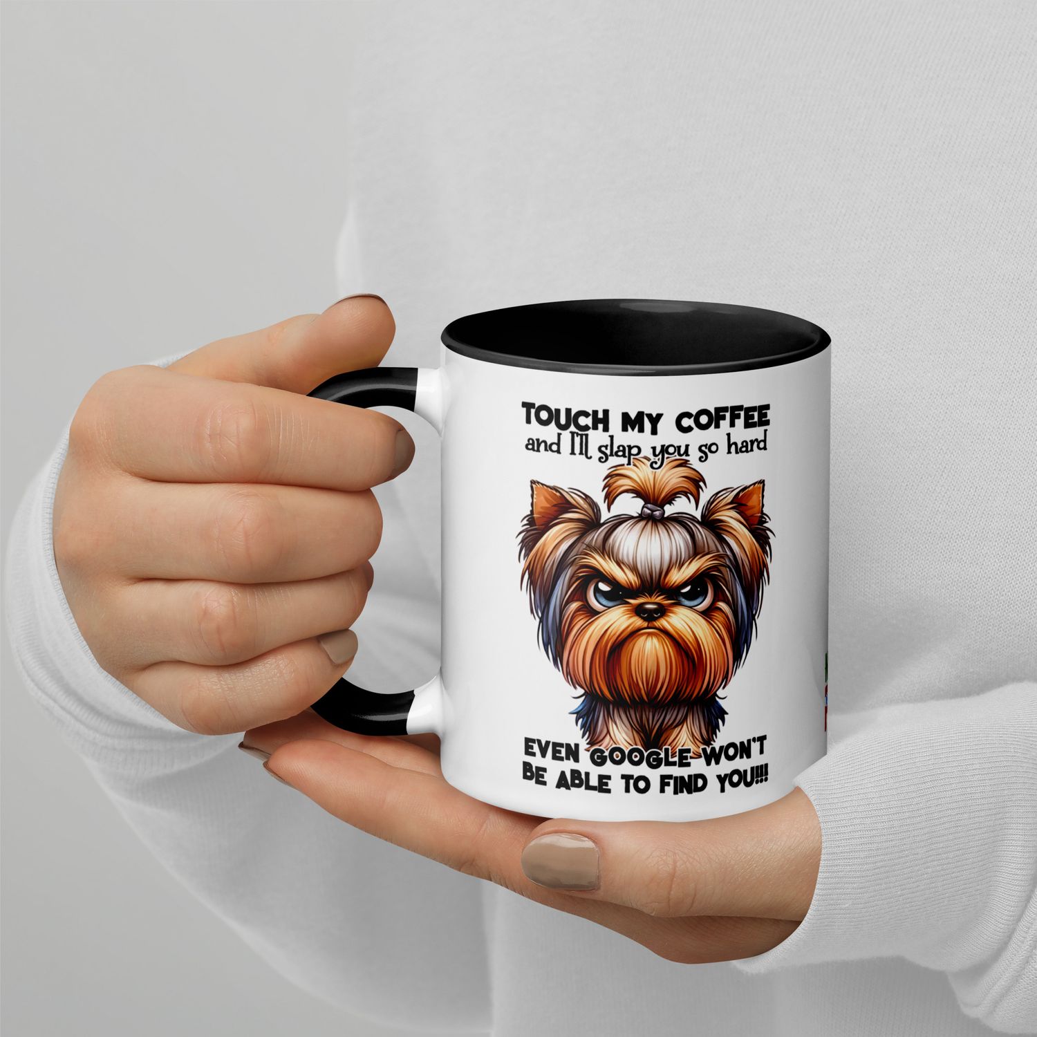 Yorkie Cartoon Mug with Color Inside