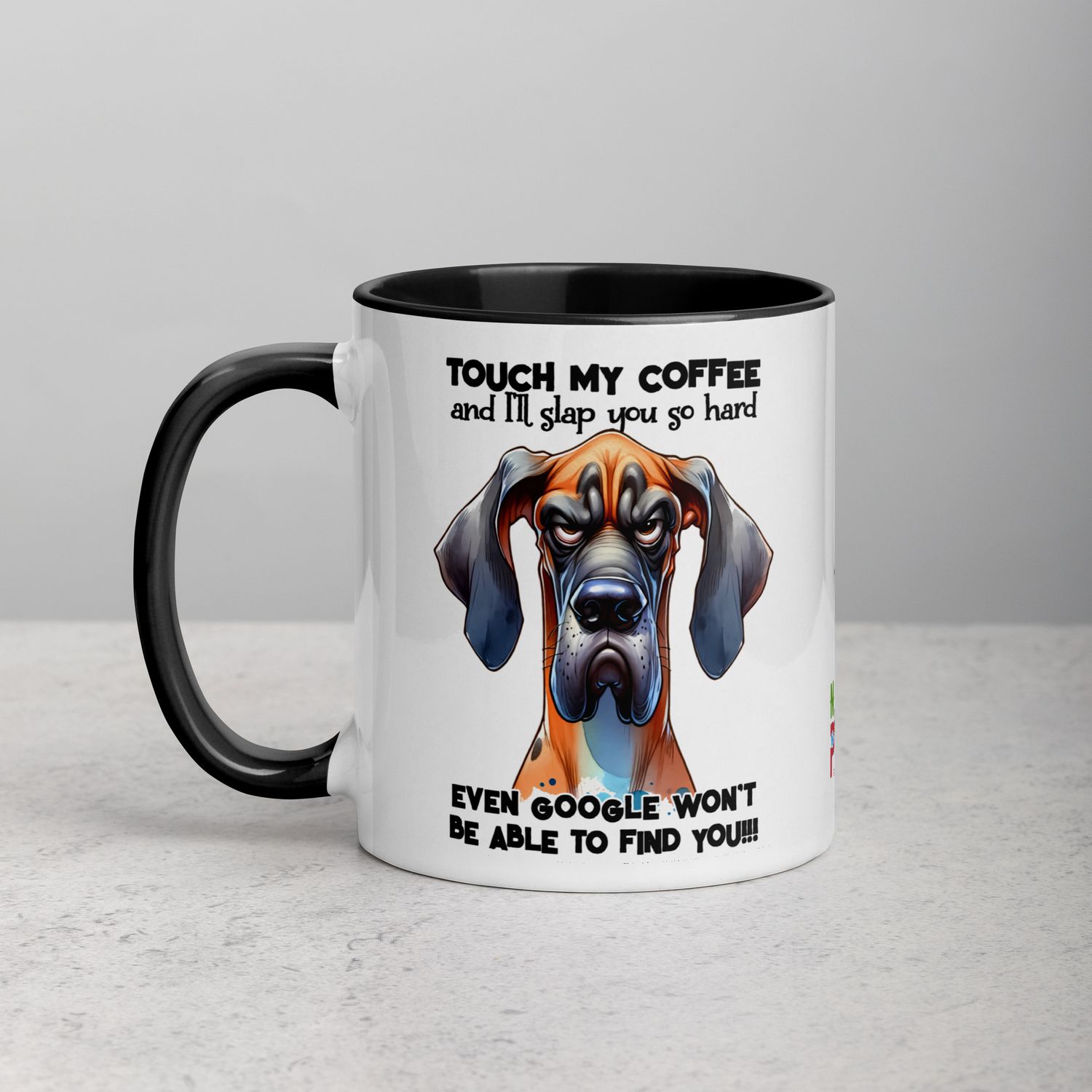Brown Great Dane Cartoon Mug with Color Inside