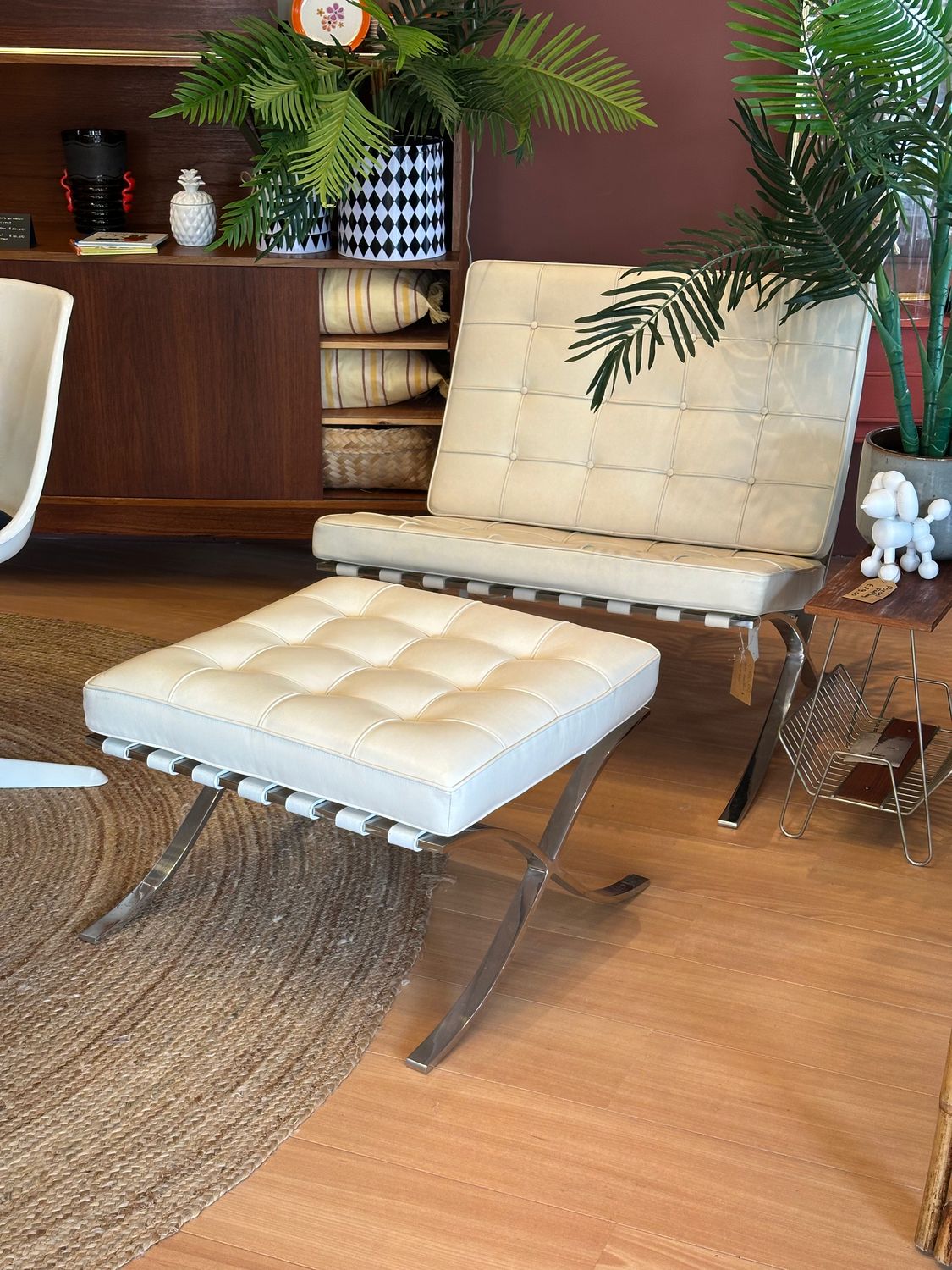Barcelona Chair &amp; Ottoman leer (replika)