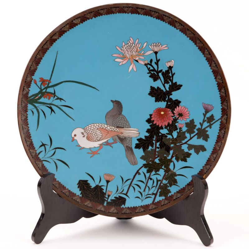 Koperen Cloisonné emaille bord