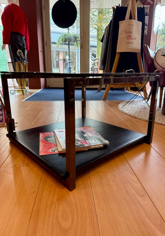 Vintage salontafel rookglas bovenblad