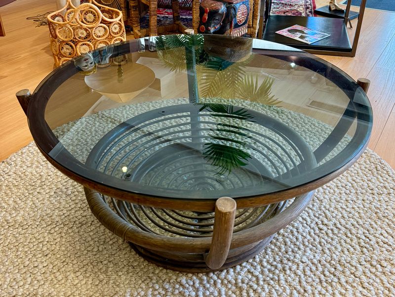 Manou Coffeetable Bamboe, vintage rotan salontafel