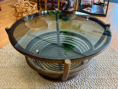 Manou Coffeetable Bamboe, vintage rotan salontafel