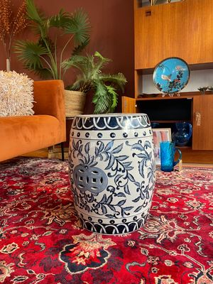 Kingdom Stool blauw/wit keramiek