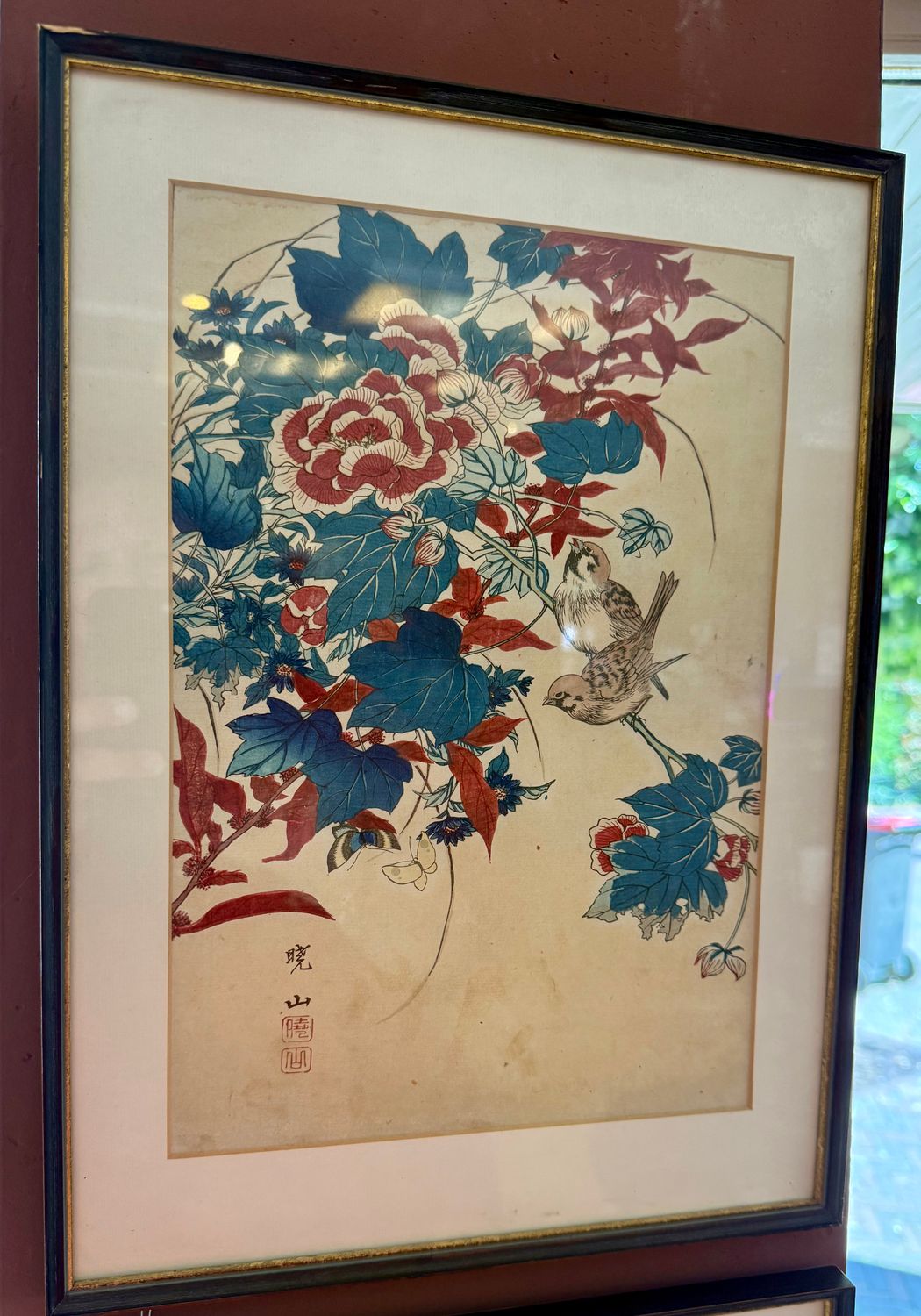 Japans schilderij met bloemen en vogels 