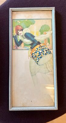 Portret van Dame in Art deco stijl met hoedendoos