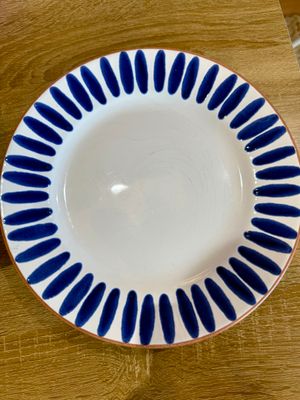 Set van 6 borden blauw wit