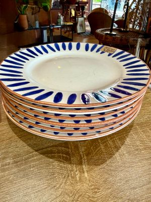 Set van 6 borden blauw wit