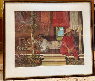 Reproductie van Siesta on the Veranda van Paul Gauguin