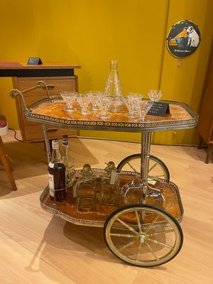 Vintage serveertrolley met inlegwerk Italie