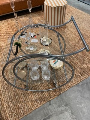 Chroom Art Deco-stijl barcart met glasplaten