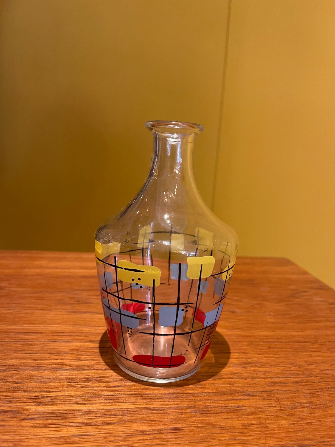 Klein vaasje art deco (rood/ blauw blokjes)