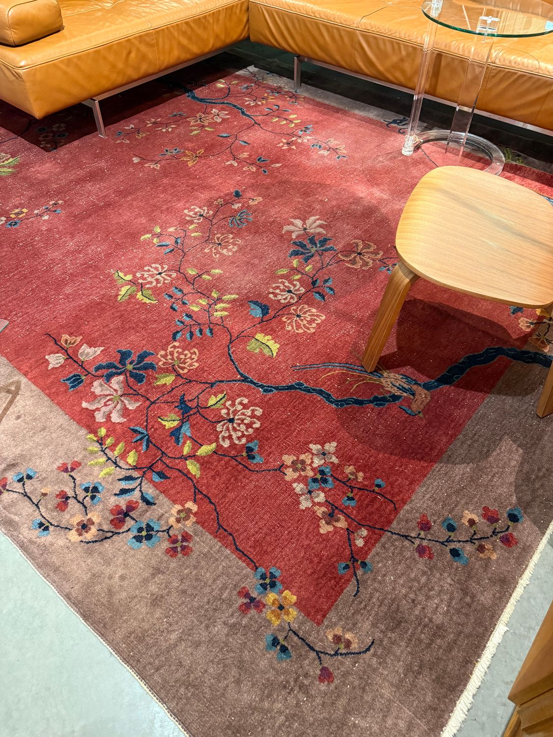 Handgeknoopt Chinees vloerkleed rood