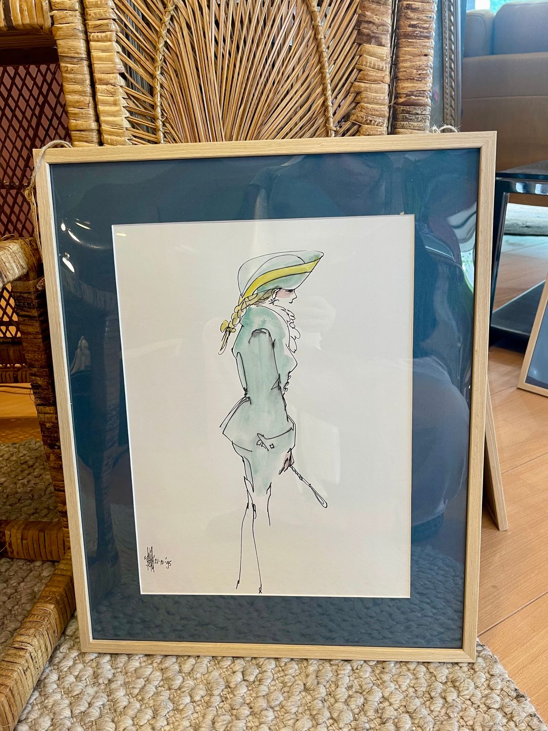 Will Berg (1921-2001), tekening fineliner/ aquarel 
