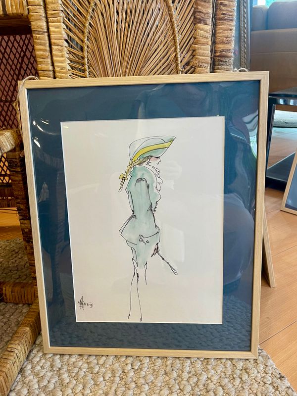 Will Berg (1921-2001), tekening fineliner/ aquarel 