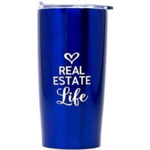 Tumbler: 20 oz/ Real Estate Life, Color: Blue