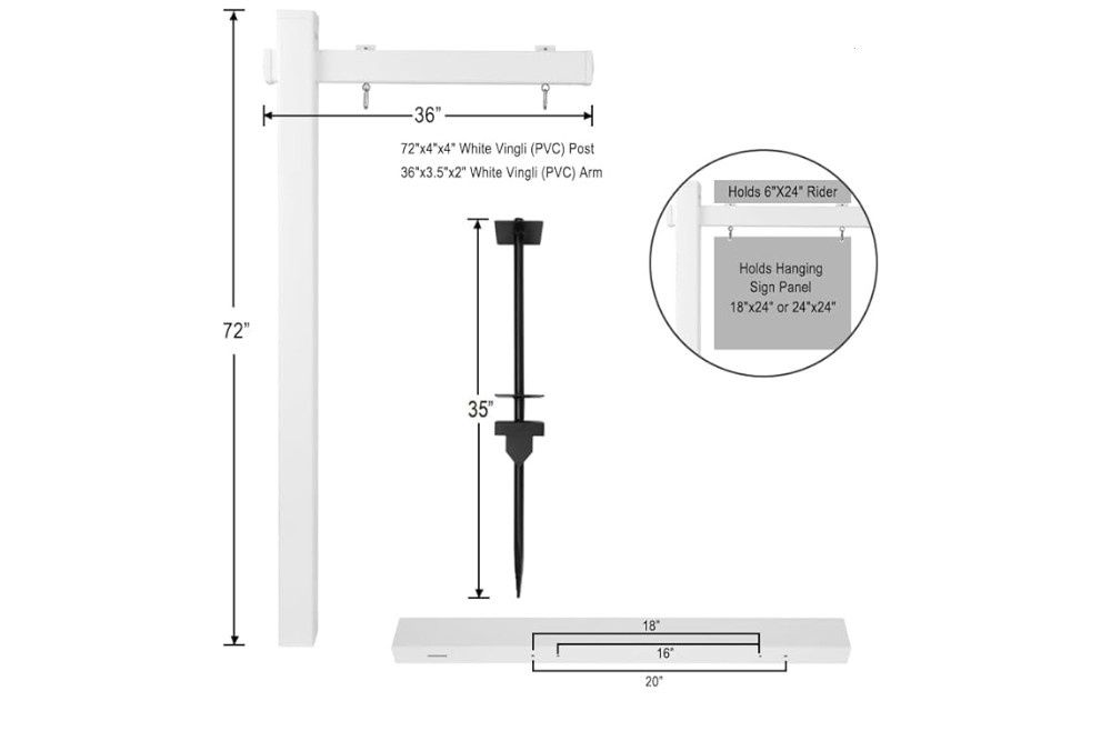 Post:  Two Piece Colonial Post PVC White