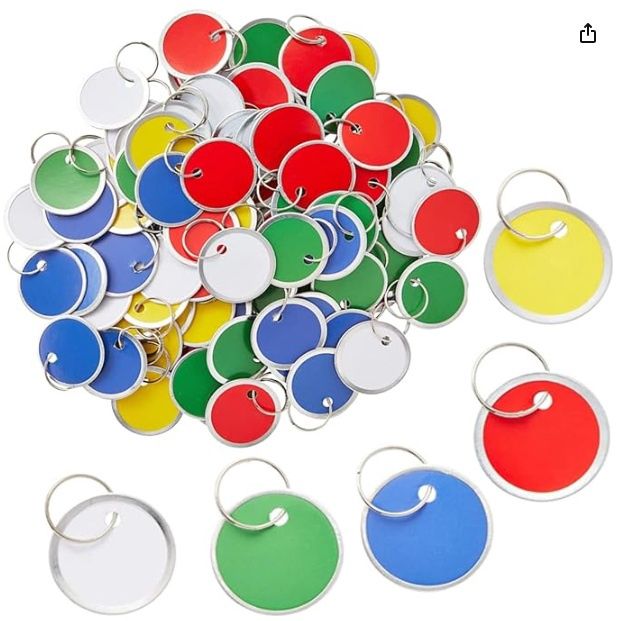 Key Tag: Metal Rim Round Colored