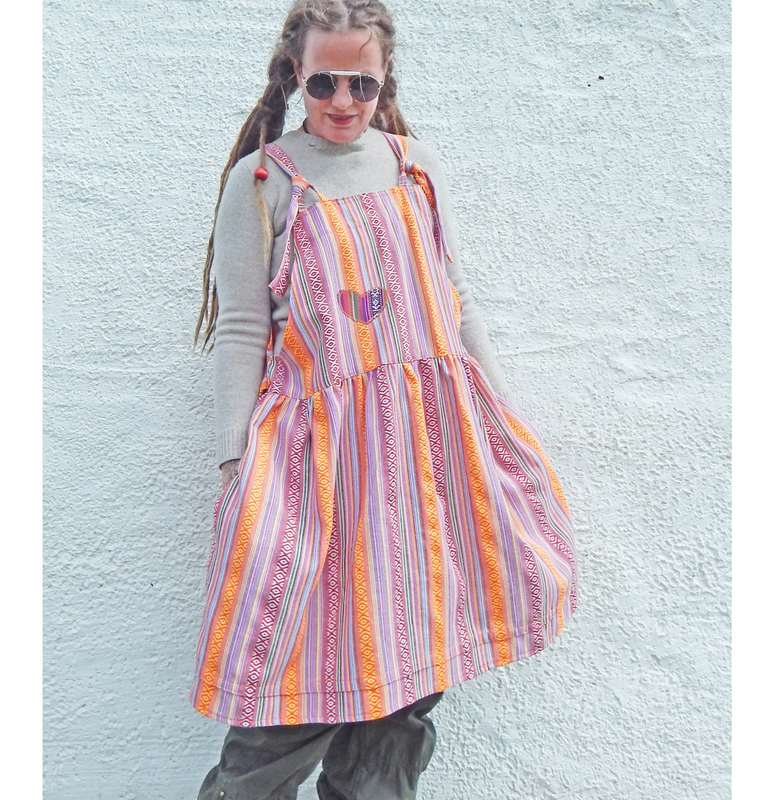 Pinafore Overall Hippie Dress