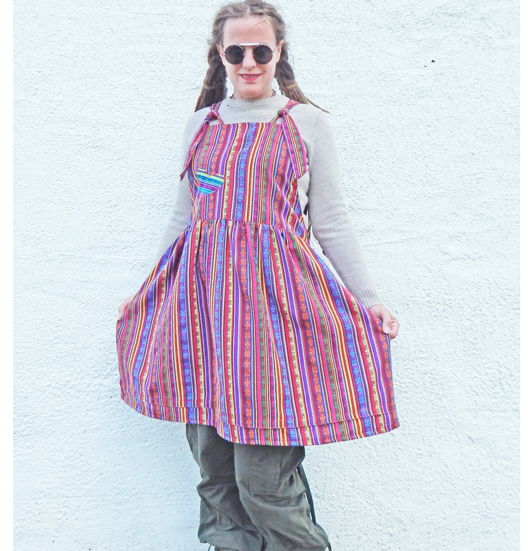Pinafore Overall Hippie Dress