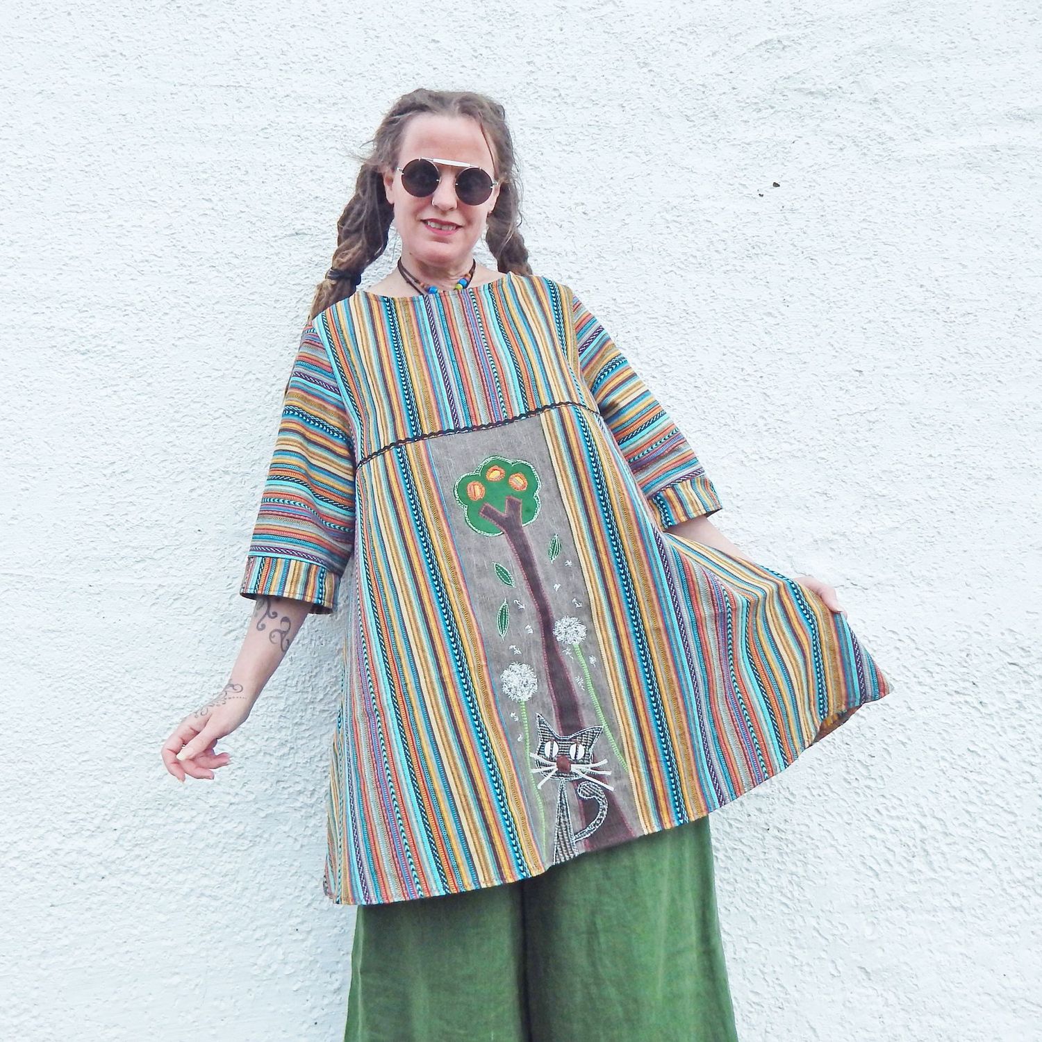 Tunic Cat Striped Dress