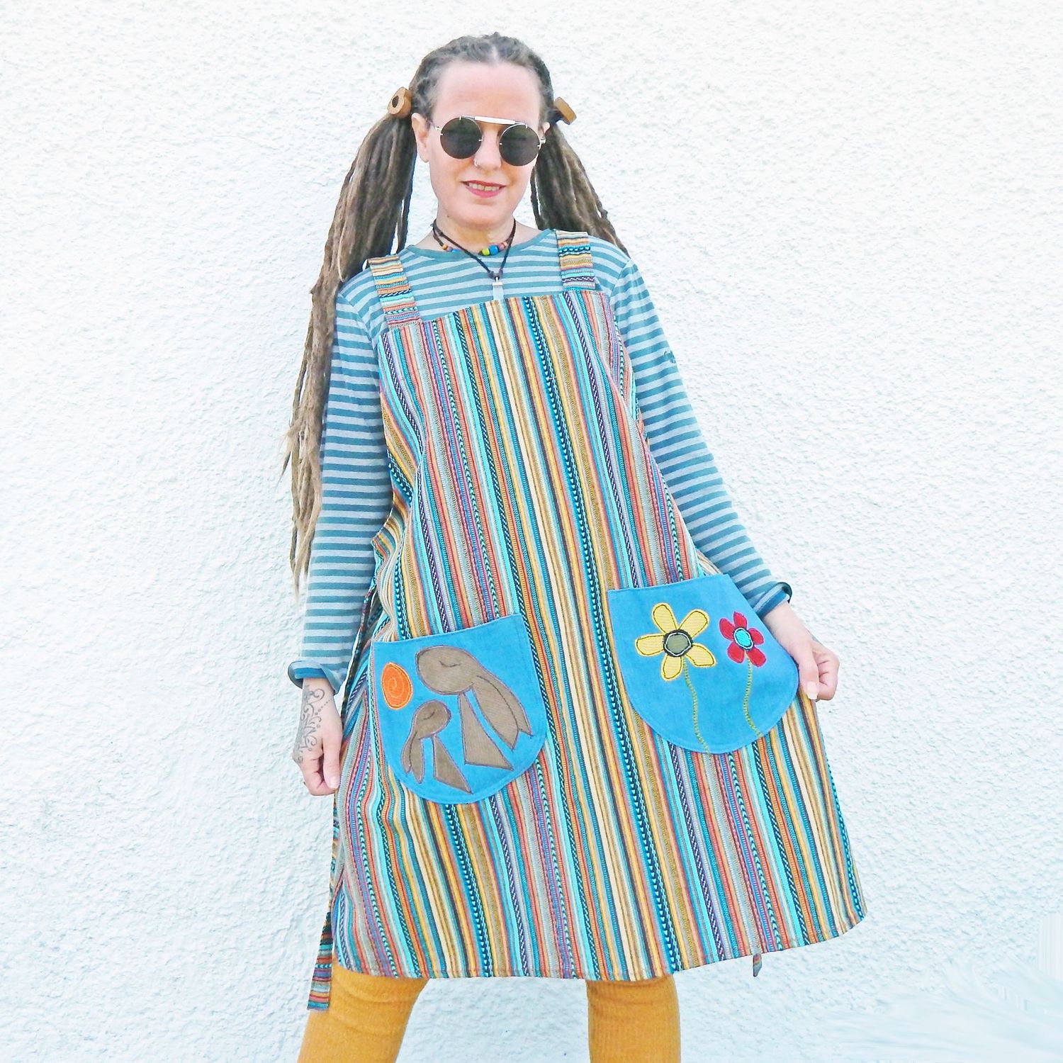 Pinafore Hare Striped Dress