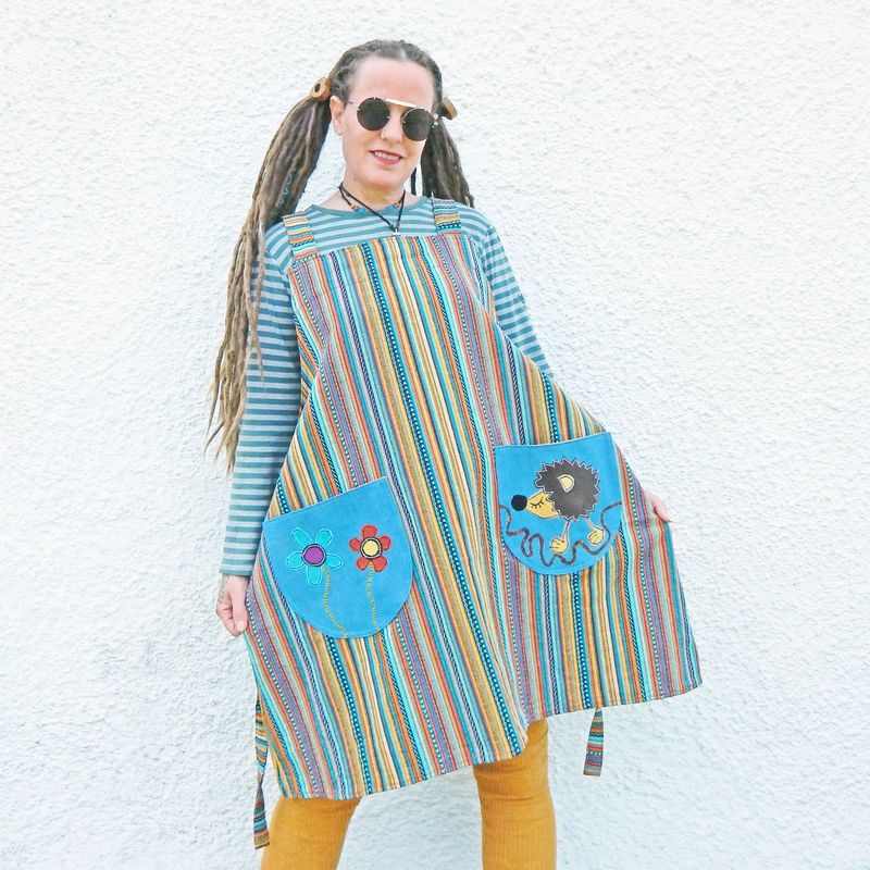 Pinafore Hedgehog Striped Dress