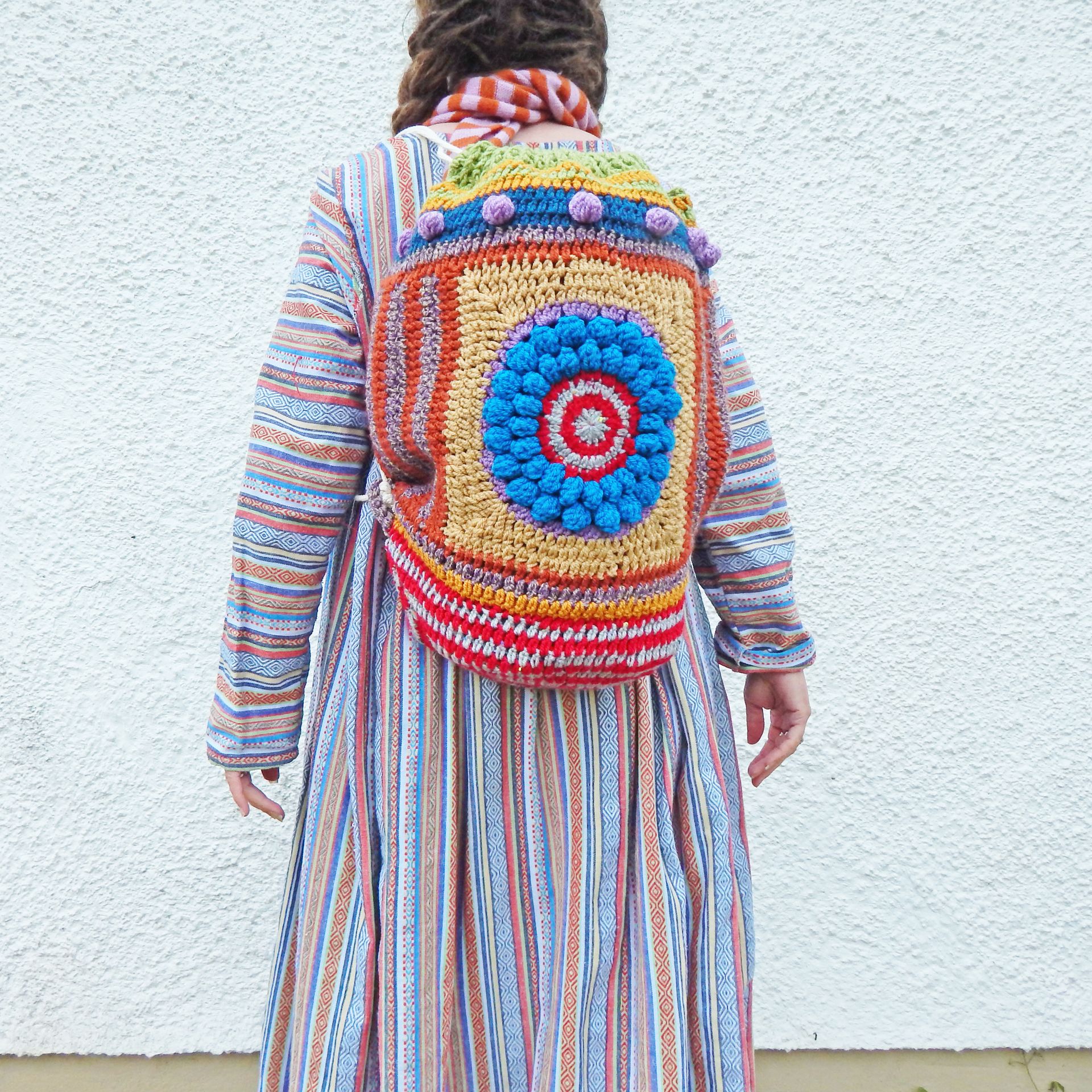 Crochet Backpack Turquoise Flower
