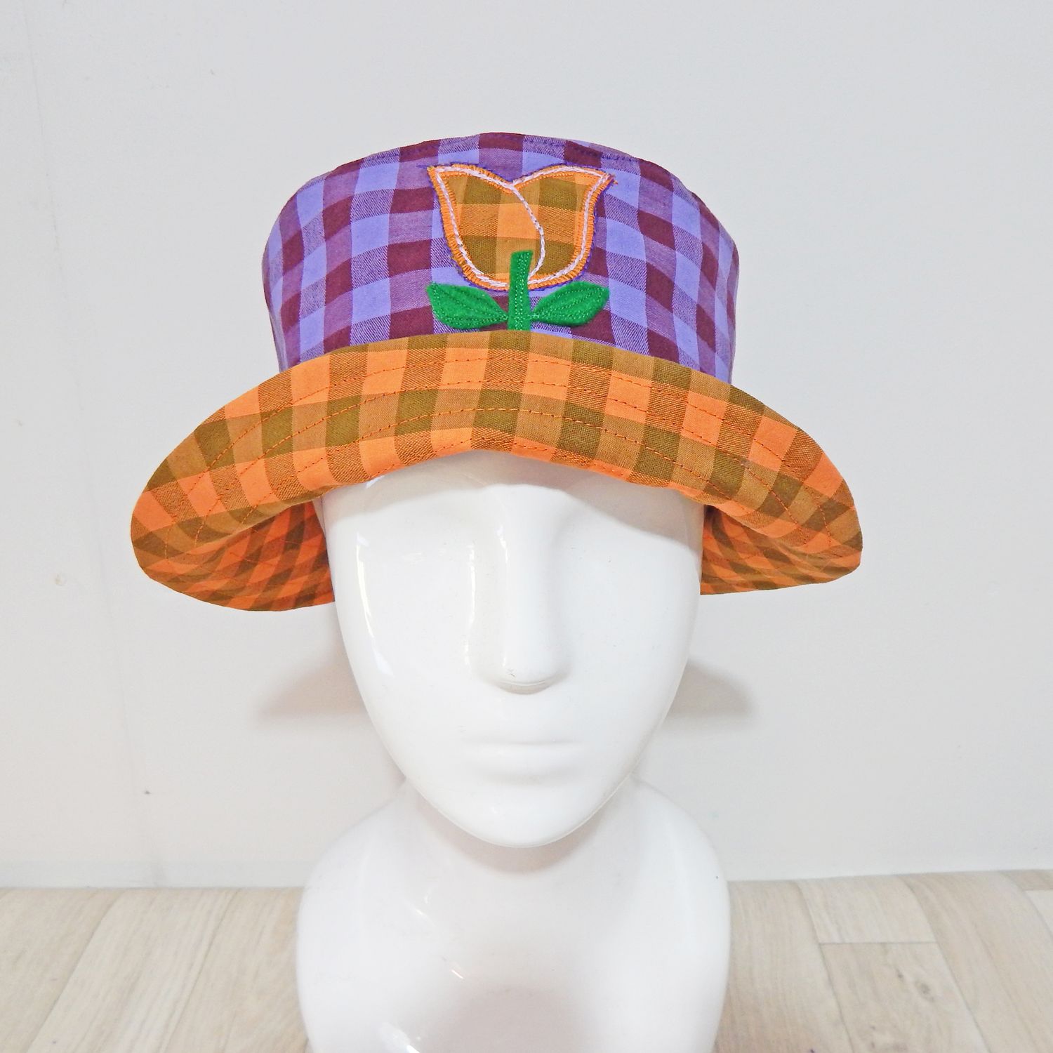 Bucket Hat Purple Gingham
