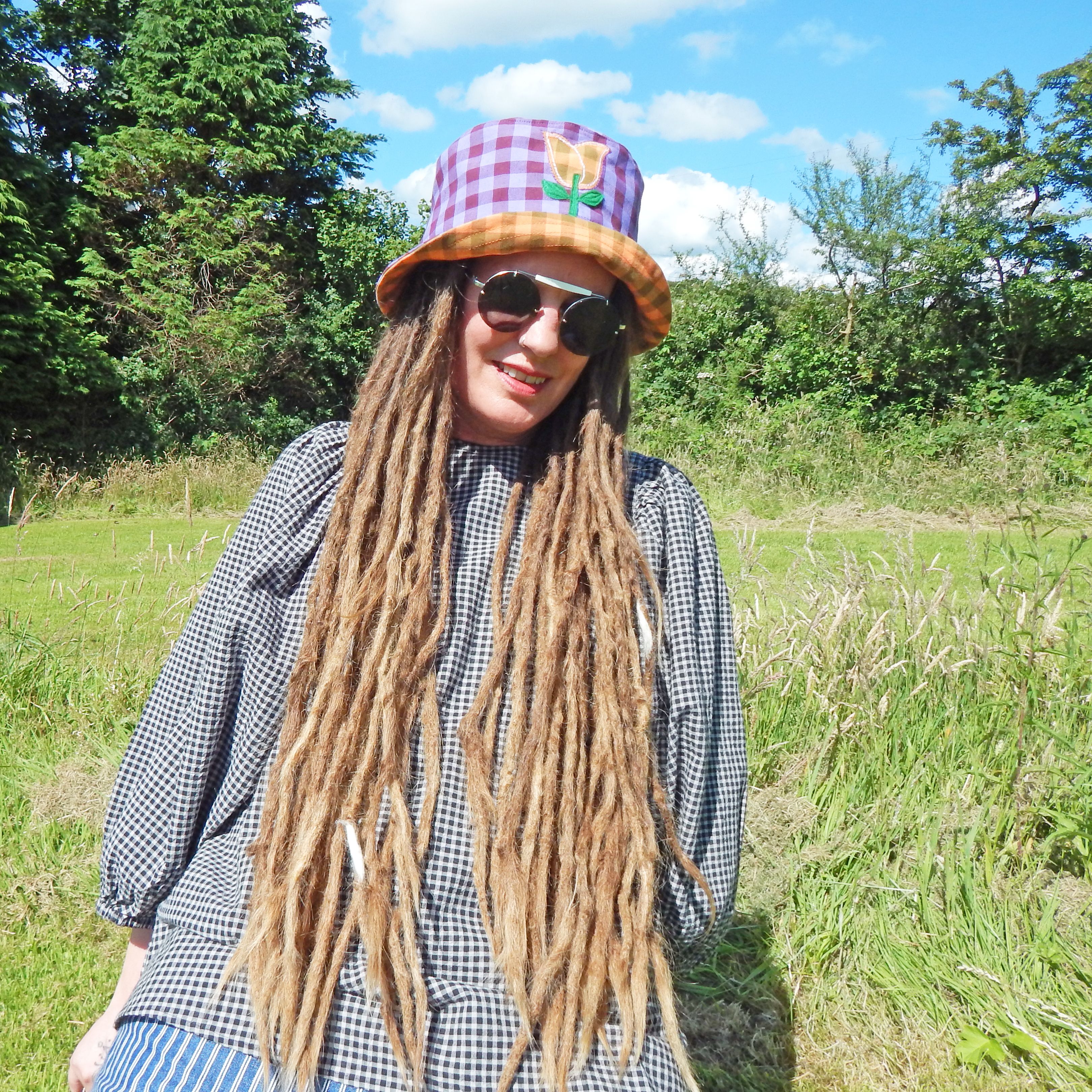 Bucket Hat Purple Gingham