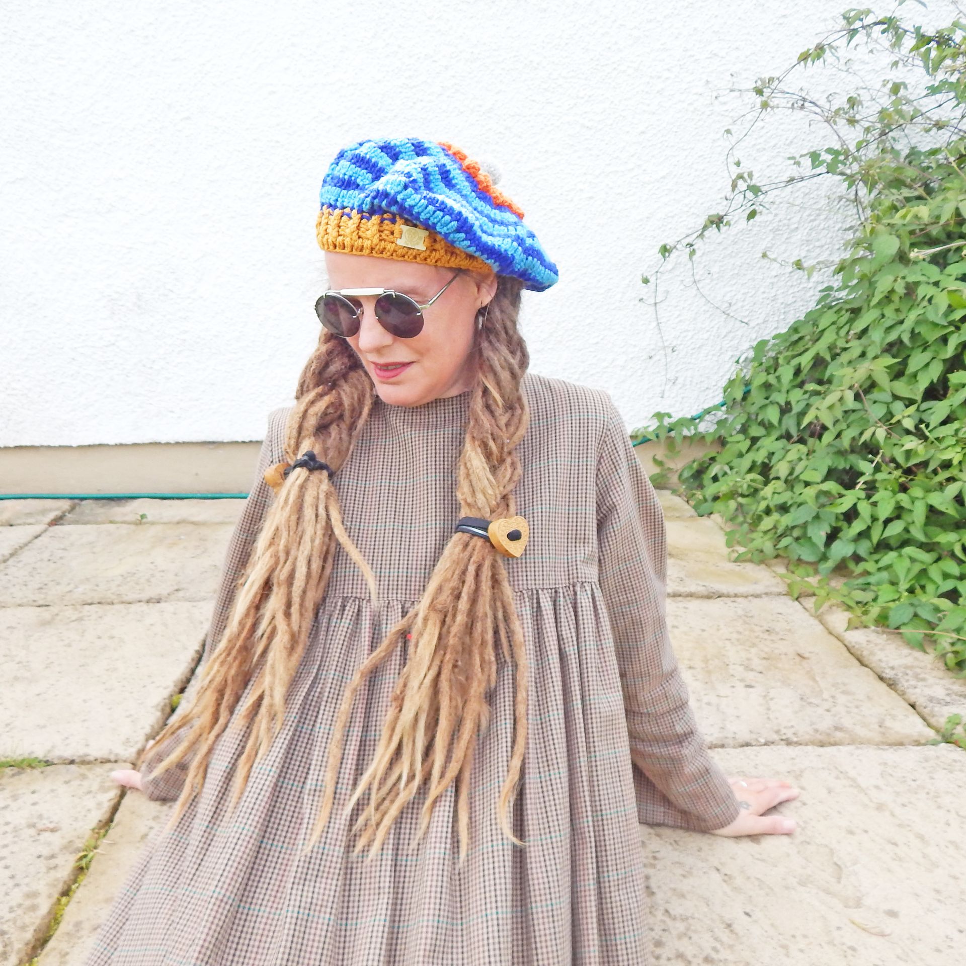 Beret Blue Striped Hat