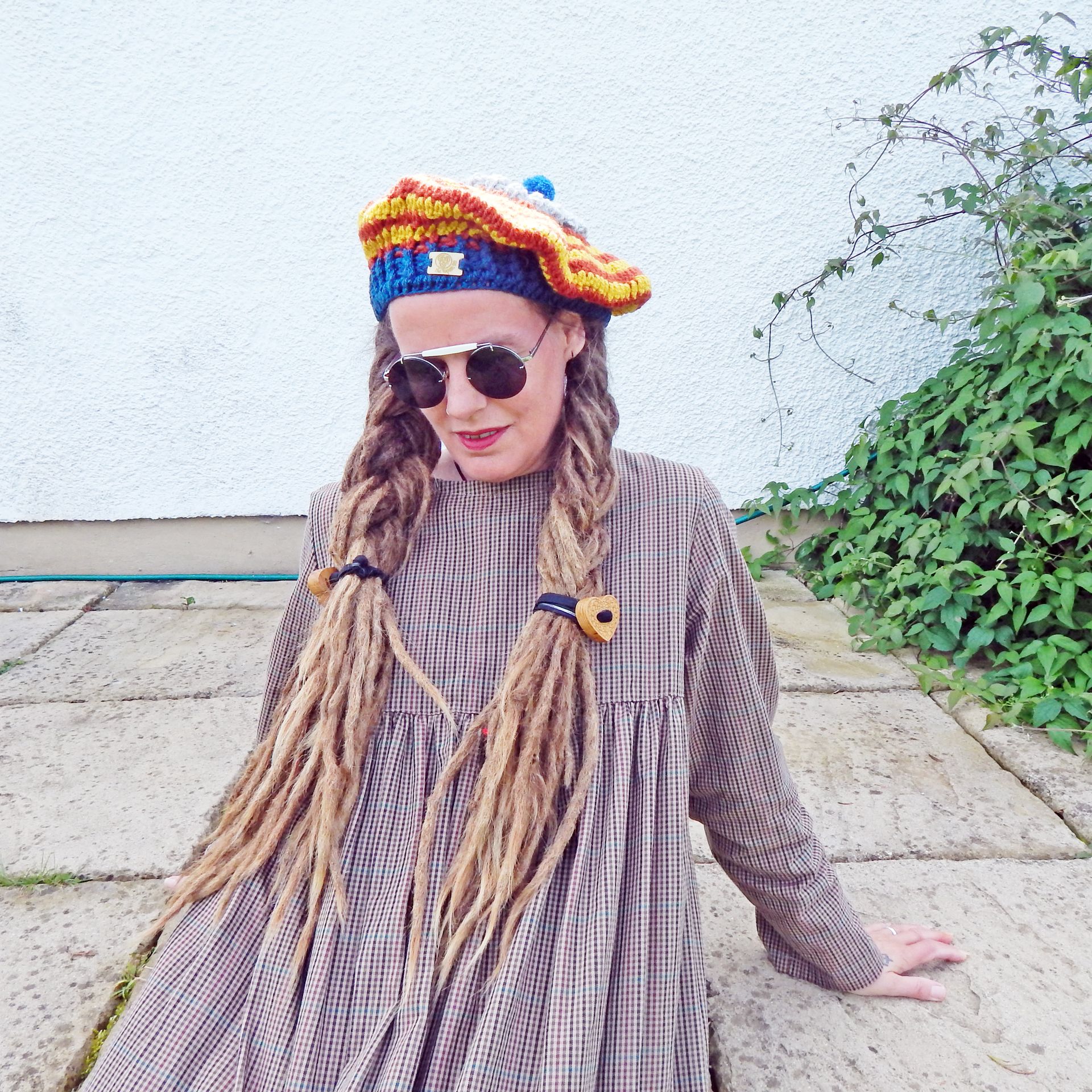 Beret Orange Yellow Striped Hat