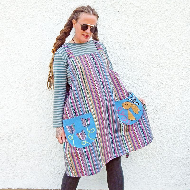 Pinafore Striped Folk Hare Dress