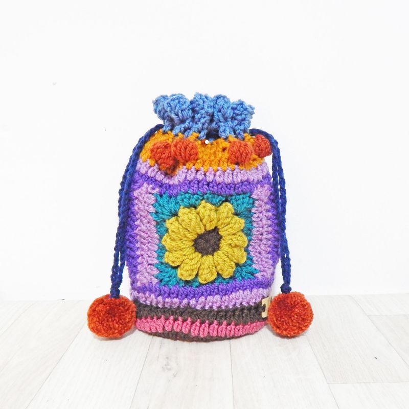 Crochet Pouch Lime Green Flower