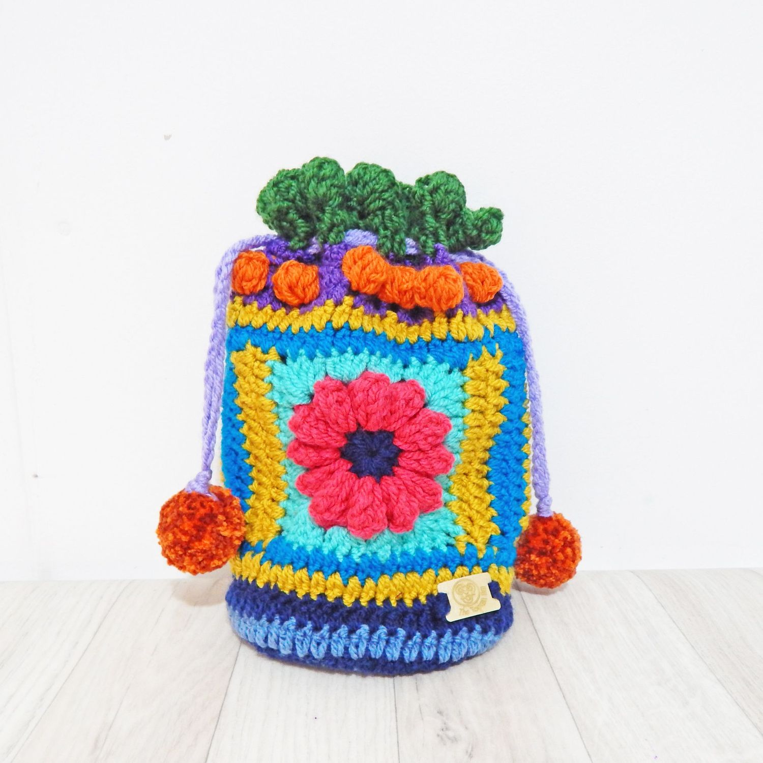 Crochet Pouch Pink Flower