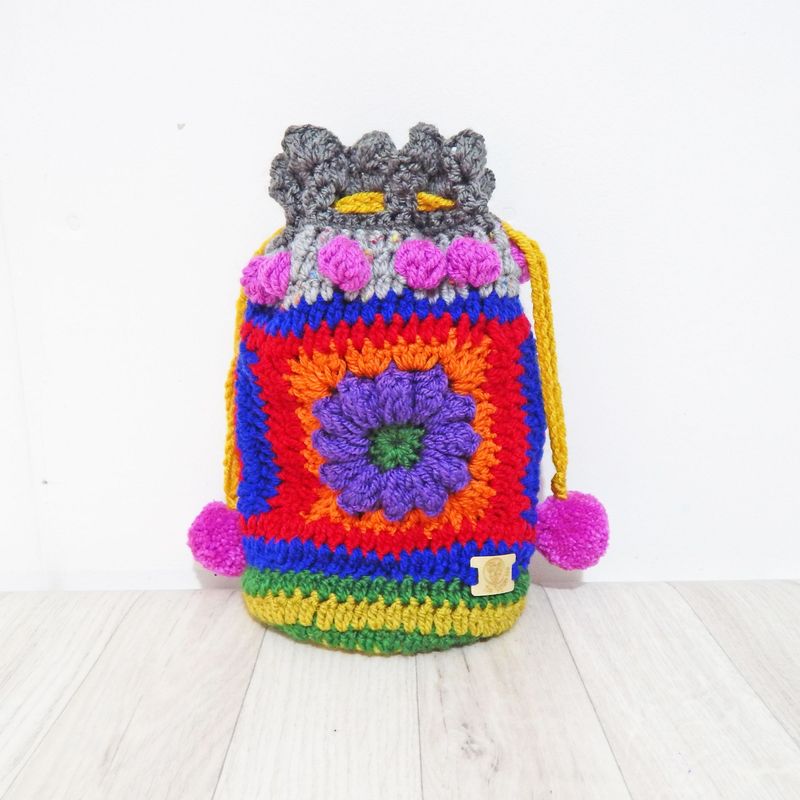 Crochet Pouch Purple Flower