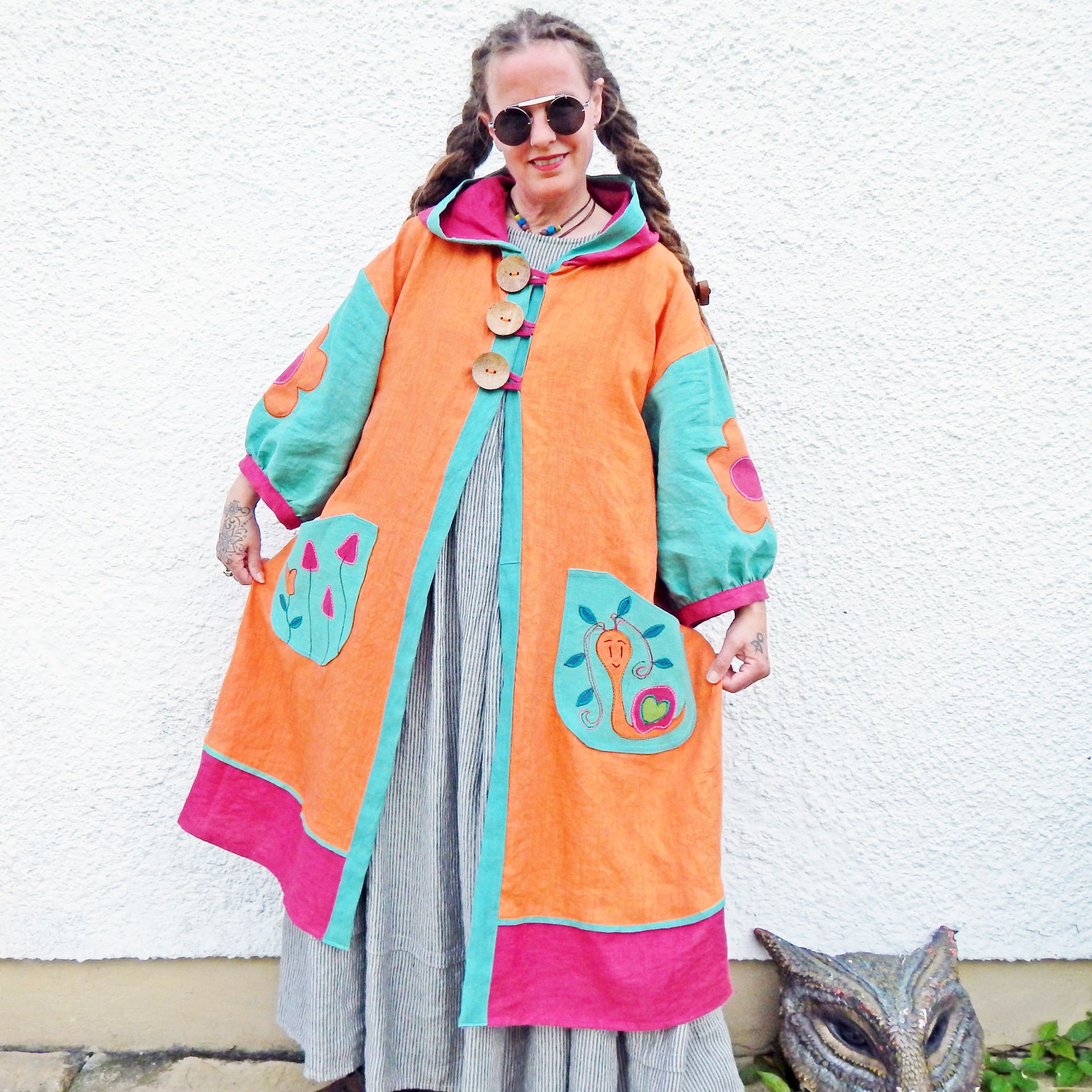 Linen Orange Snail Coat