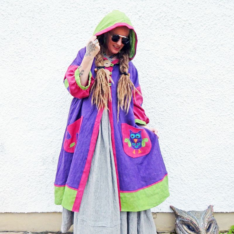 Linen Purple Owl Coat