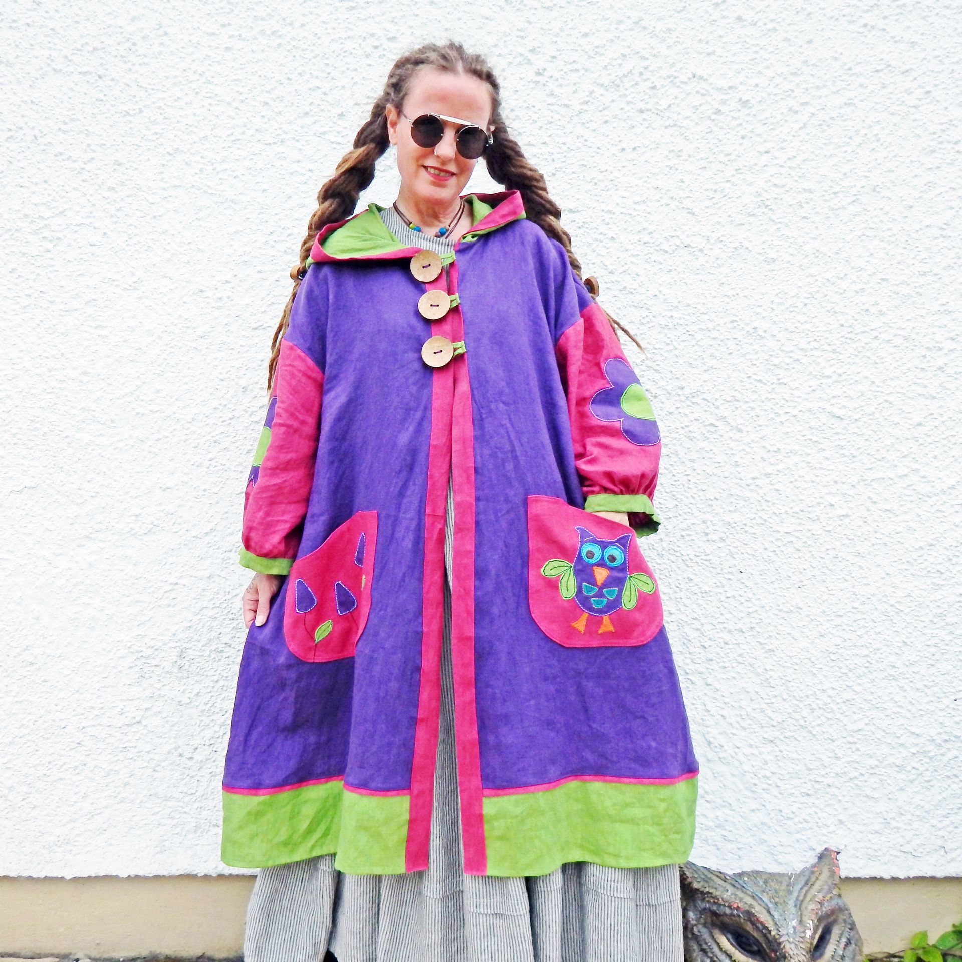 Linen Purple Owl Coat