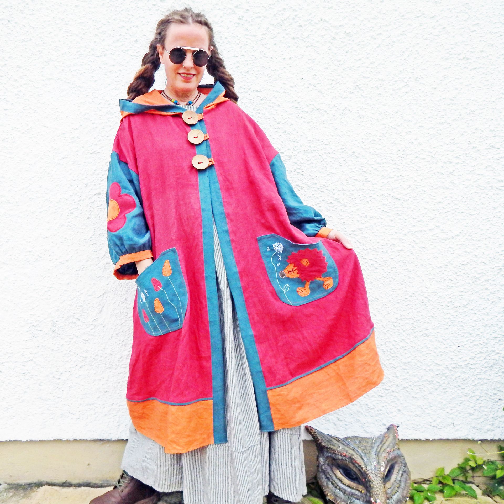 Linen Red Hedgehog Coat