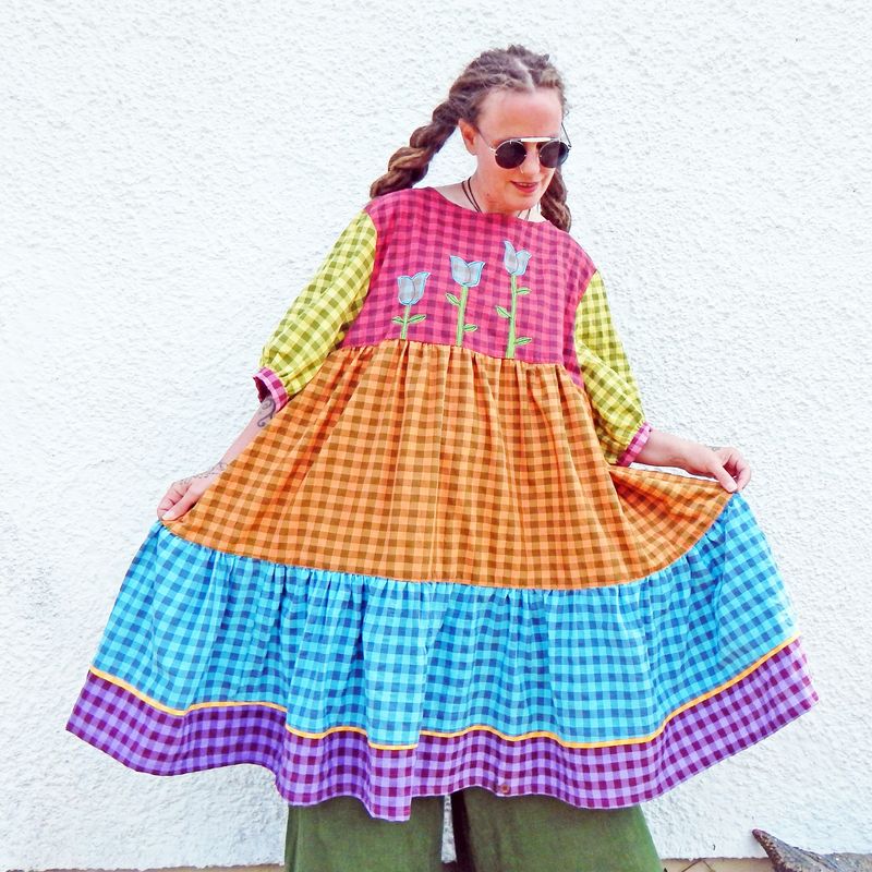 Gingham Tiered Smock Dress