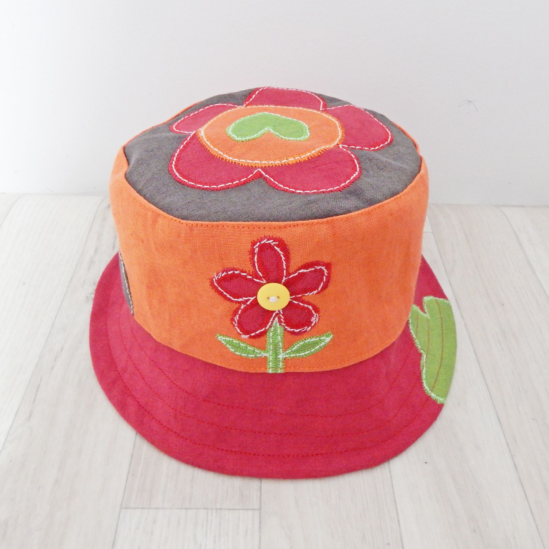 Red Orange Flower Bucket Hat