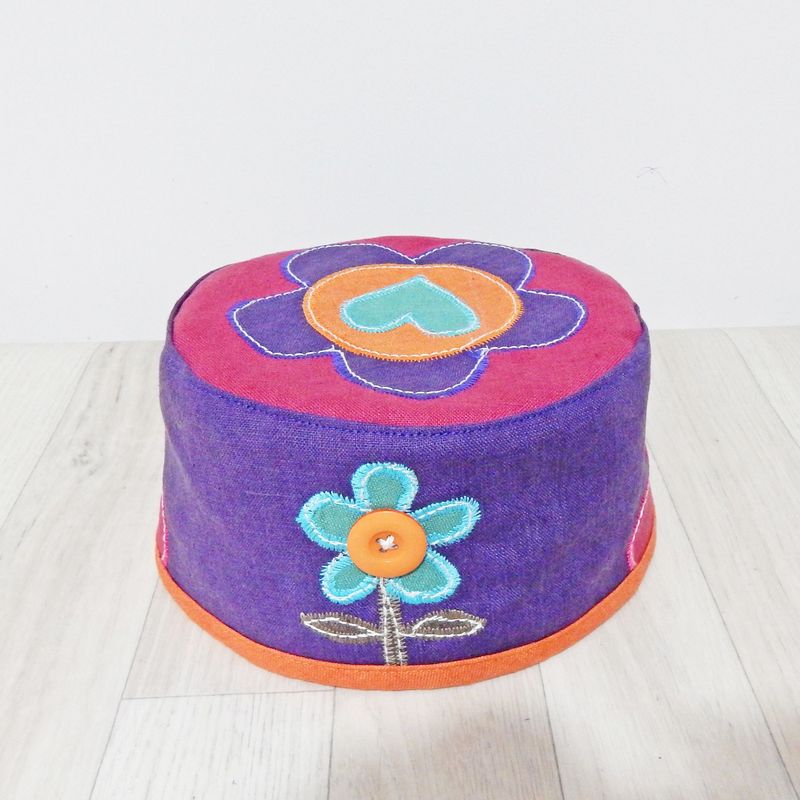 Purple Pillbox Flower Hat