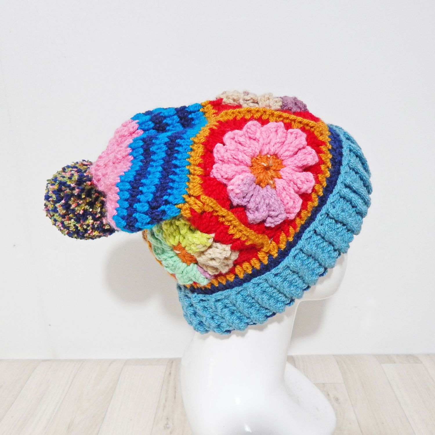Bobble Hat Pastel Flower